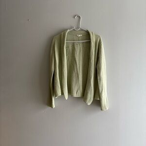 Eileen Fisher Women's100% cotton Green Open Front Cardigan Sweater Sz M cozy